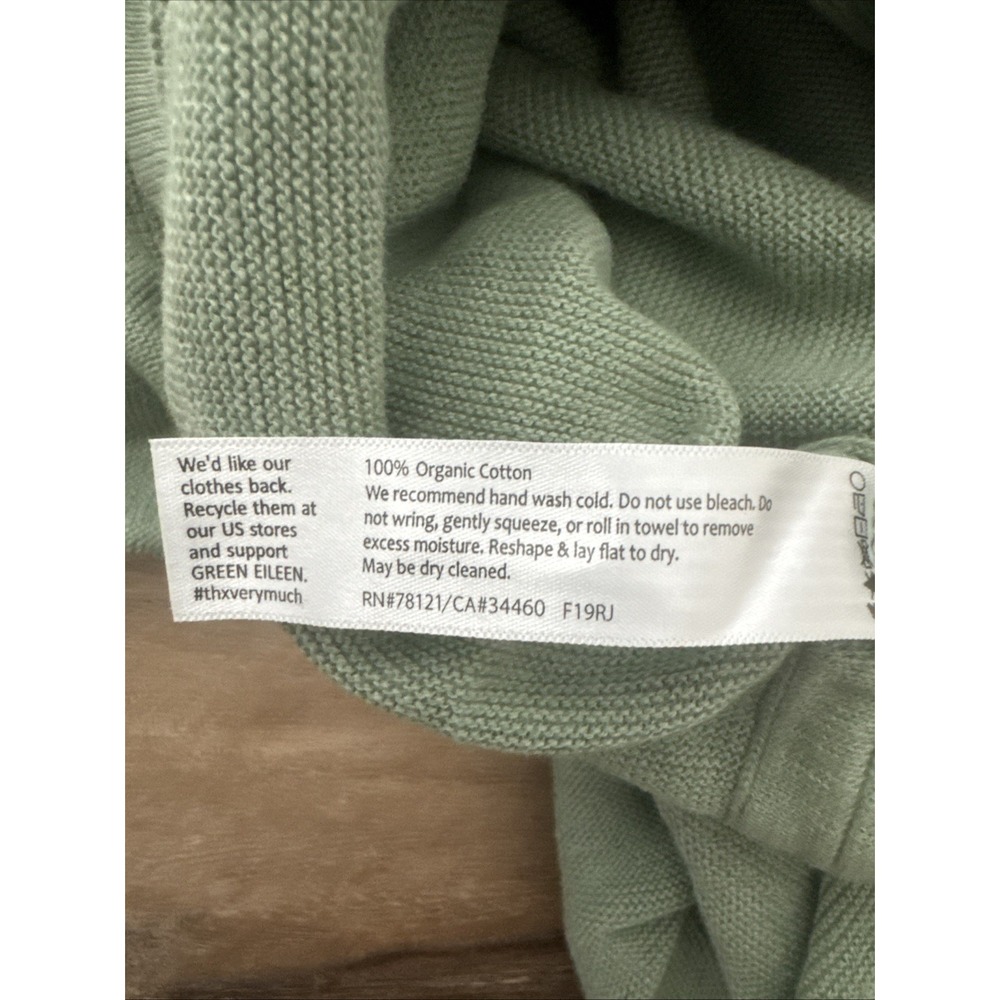 Eileen Fisher Light Weight‎ Sweater Green Size Xs  Organic Cotton - Picture 6 of 6